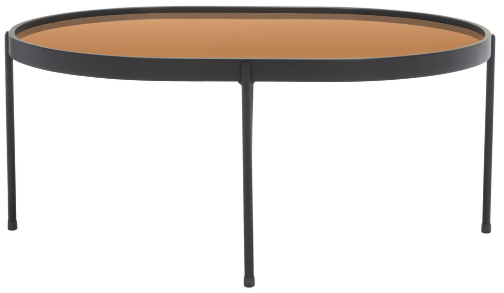 Safavieh Emmerich Mirrored Coffee Table With Rose Gold Tray Top & Matte Black Frame For Chic Living Spaces COF4218A
