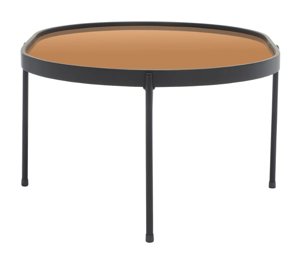 Safavieh Emmerich Mirrored Coffee Table With Rose Gold Tray Top & Matte Black Frame For Chic Living Spaces COF4218A