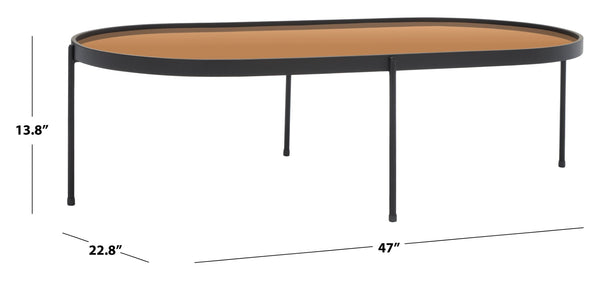 Safavieh Emmerick Mirrored Coffee Table – Glamorous Rose Gold & Matte Black Design For Modern Living Spaces COF4219A