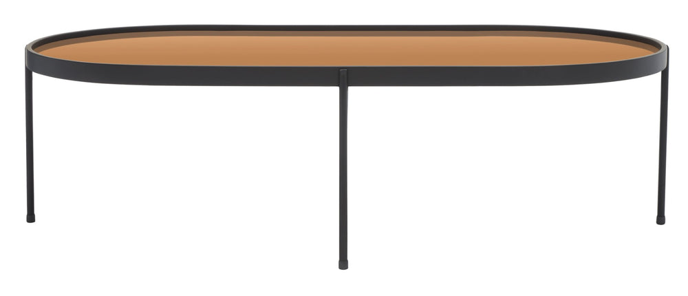 Safavieh Emmerick Mirrored Coffee Table – Glamorous Rose Gold & Matte Black Design For Modern Living Spaces COF4219A