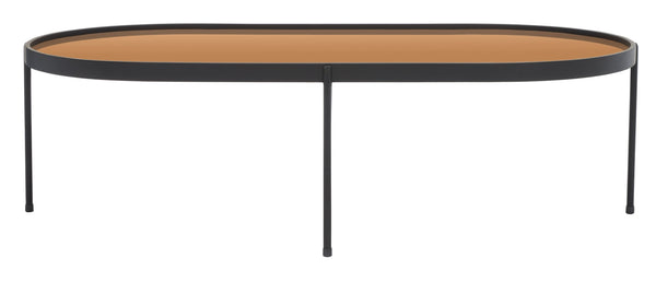 Safavieh Emmerick Mirrored Coffee Table – Glamorous Rose Gold & Matte Black Design For Modern Living Spaces COF4219A