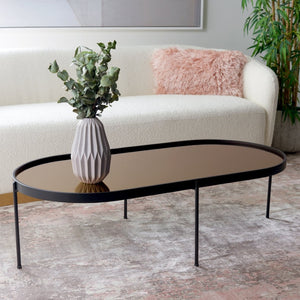 Safavieh Emmerick Mirrored Coffee Table – Glamorous Rose Gold & Matte Black Design For Modern Living Spaces COF4219A