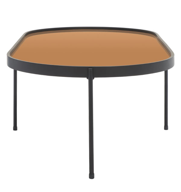 Safavieh Emmerick Mirrored Coffee Table – Glamorous Rose Gold & Matte Black Design For Modern Living Spaces COF4219A