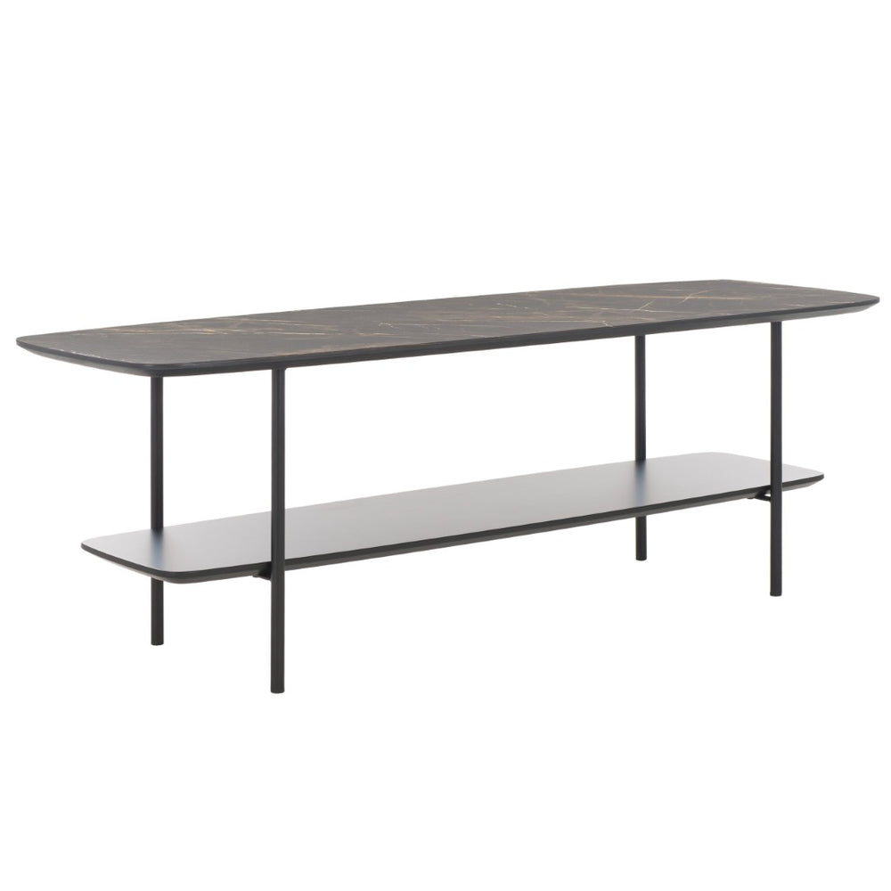 Safavieh Kayleigh Coffee Table - Modern Elegance With Sculpted Design And Functional Storage For Your Living Room Dark Sandstone / Matte Black/Black COF4220A