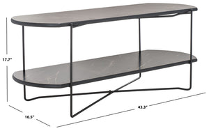 Safavieh Marlee Coffee Table - Modern Centerpiece With Curved Top, Sleek Design, And Practical Storage Shelf Dark Sandstone / Black COF4222A