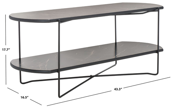 Safavieh Marlee Coffee Table - Modern Centerpiece With Curved Top, Sleek Design, And Practical Storage Shelf Dark Sandstone / Black COF4222A