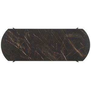 Safavieh Marlee Coffee Table - Modern Centerpiece With Curved Top, Sleek Design, And Practical Storage Shelf Dark Sandstone / Black COF4222A