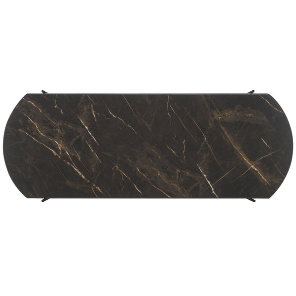Safavieh Marlee Coffee Table - Modern Centerpiece With Curved Top, Sleek Design, And Practical Storage Shelf Dark Sandstone / Black COF4222A