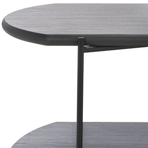 Safavieh Marlee Coffee Table - Modern Centerpiece With Curved Top, Sleek Design, And Practical Storage Shelf Dark Grey Oak  / Black COF4222C