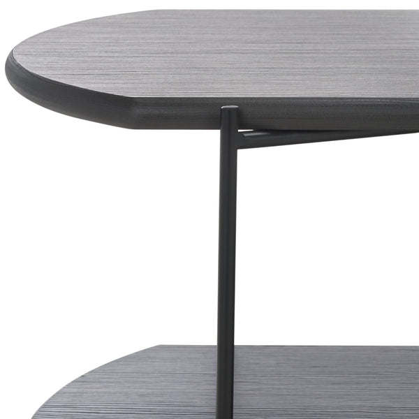 Safavieh Marlee Coffee Table - Modern Centerpiece With Curved Top, Sleek Design, And Practical Storage Shelf Dark Grey Oak  / Black COF4222C