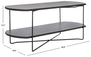 Safavieh Marlee Coffee Table - Modern Centerpiece With Curved Top, Sleek Design, And Practical Storage Shelf Dark Grey Oak  / Black COF4222C