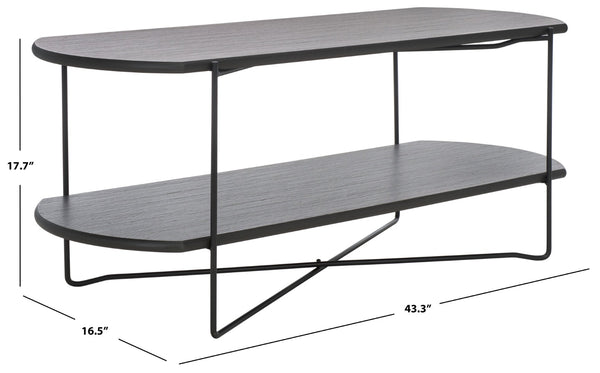 Safavieh Marlee Coffee Table - Modern Centerpiece With Curved Top, Sleek Design, And Practical Storage Shelf Dark Grey Oak  / Black COF4222C