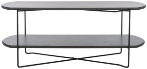 Safavieh Marlee Coffee Table - Modern Centerpiece With Curved Top, Sleek Design, And Practical Storage Shelf Dark Grey Oak  / Black COF4222C