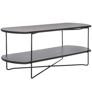 Safavieh Marlee Coffee Table - Modern Centerpiece With Curved Top, Sleek Design, And Practical Storage Shelf Dark Grey Oak  / Black COF4222C