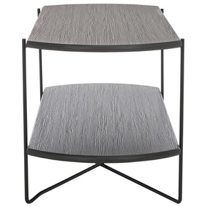 Safavieh Marlee Coffee Table - Modern Centerpiece With Curved Top, Sleek Design, And Practical Storage Shelf Dark Grey Oak  / Black COF4222C
