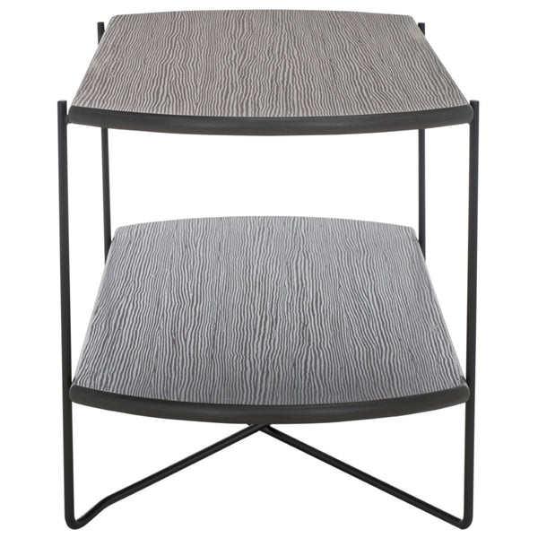 Safavieh Marlee Coffee Table - Modern Centerpiece With Curved Top, Sleek Design, And Practical Storage Shelf Dark Grey Oak  / Black COF4222C