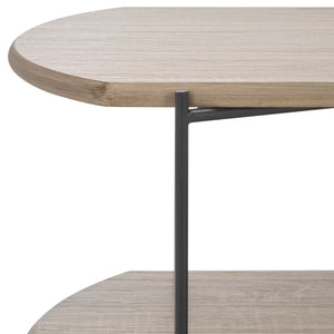 Safavieh Marlee Coffee Table - Modern Centerpiece With Curved Top, Sleek Design, And Practical Storage Shelf Light Grey Oak / Black COF4222D