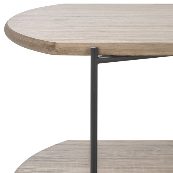 Safavieh Marlee Coffee Table - Modern Centerpiece With Curved Top, Sleek Design, And Practical Storage Shelf Light Grey Oak / Black COF4222D