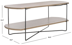 Safavieh Marlee Coffee Table - Modern Centerpiece With Curved Top, Sleek Design, And Practical Storage Shelf Light Grey Oak / Black COF4222D