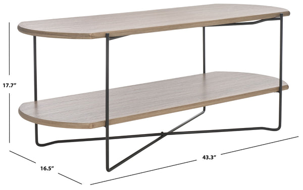 Safavieh Marlee Coffee Table - Modern Centerpiece With Curved Top, Sleek Design, And Practical Storage Shelf Light Grey Oak / Black COF4222D