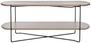 Safavieh Marlee Coffee Table - Modern Centerpiece With Curved Top, Sleek Design, And Practical Storage Shelf Light Grey Oak / Black COF4222D