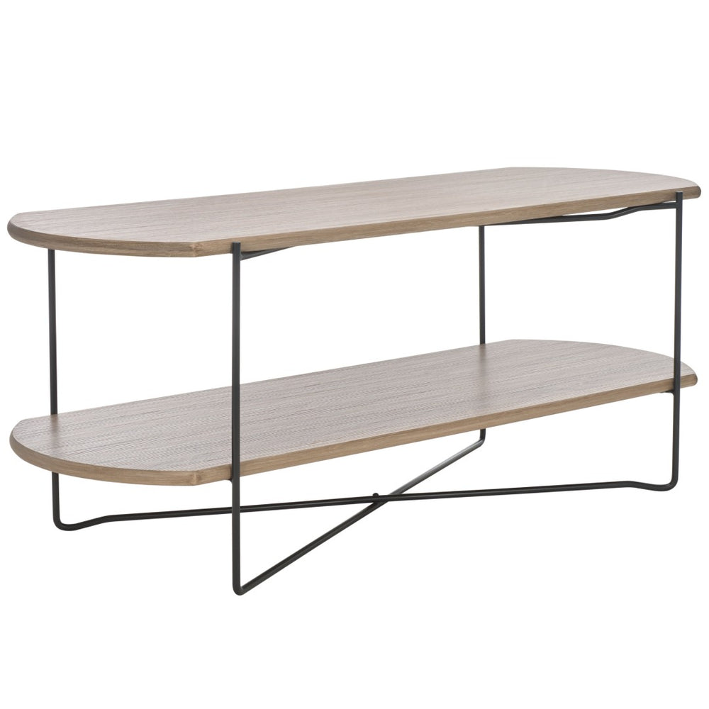 Safavieh Marlee Coffee Table - Modern Centerpiece With Curved Top, Sleek Design, And Practical Storage Shelf Light Grey Oak / Black COF4222D