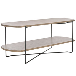 Safavieh Marlee Coffee Table - Modern Centerpiece With Curved Top, Sleek Design, And Practical Storage Shelf Light Grey Oak / Black COF4222D
