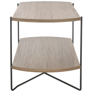 Safavieh Marlee Coffee Table - Modern Centerpiece With Curved Top, Sleek Design, And Practical Storage Shelf Light Grey Oak / Black COF4222D