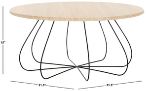 Safavieh Tonino Coffee Table - Natural Oak Elegance With Sturdy Black Iron Legs For Stylish Living Spaces Natural Oak ,Black Mdf & Iron Cof4224a