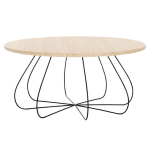 Safavieh Tonino Coffee Table - Natural Oak Elegance With Sturdy Black Iron Legs For Stylish Living Spaces Natural Oak ,Black Mdf & Iron Cof4224a