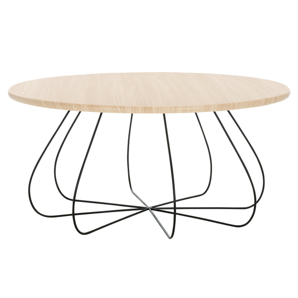 Safavieh Tonino Coffee Table - Natural Oak Elegance With Sturdy Black Iron Legs For Stylish Living Spaces Natural Oak ,Black Mdf & Iron Cof4224a