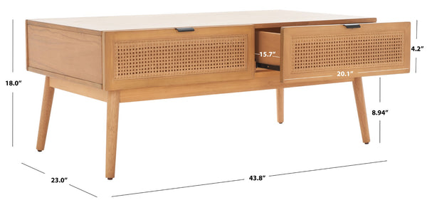 Safavieh Baisley Coastal-Inspired Coffee Table With 2 Drawers For Smart Storage And Modern Style In Living Rooms Natural COF5000A