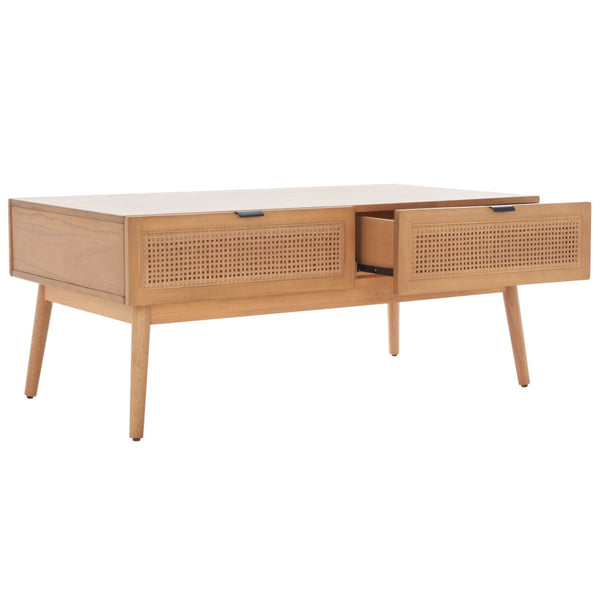 Safavieh Baisley Coastal-Inspired Coffee Table With 2 Drawers For Smart Storage And Modern Style In Living Rooms Natural COF5000A