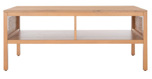 Safavieh Miya Coffee Table - Minimalist Rattan & Wood Design With Practical Storage For Stylish Living Spaces Natural COF5002A