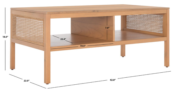 Safavieh Miya Coffee Table - Minimalist Rattan & Wood Design With Practical Storage For Stylish Living Spaces Natural COF5002A