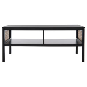 Safavieh Miya Coffee Table - Minimalist Rattan & Wood Design With Practical Storage For Stylish Living Spaces Black / Natural COF5002B
