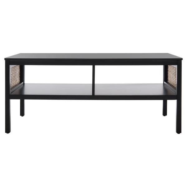 Safavieh Miya Coffee Table - Minimalist Rattan & Wood Design With Practical Storage For Stylish Living Spaces Black / Natural COF5002B