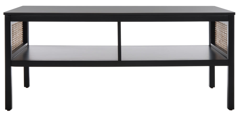 Safavieh Miya Coffee Table - Minimalist Rattan & Wood Design With Practical Storage For Stylish Living Spaces Black / Natural COF5002B