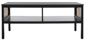 Safavieh Miya Coffee Table - Minimalist Rattan & Wood Design With Practical Storage For Stylish Living Spaces Black / Natural COF5002B