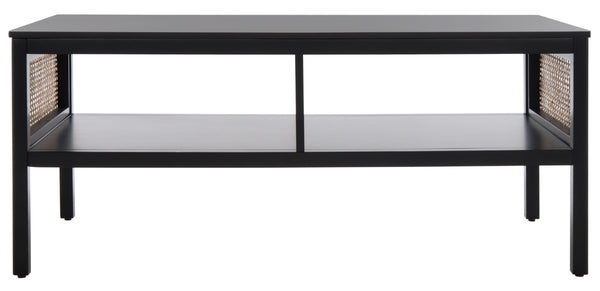 Safavieh Miya Coffee Table - Minimalist Rattan & Wood Design With Practical Storage For Stylish Living Spaces Black / Natural COF5002B