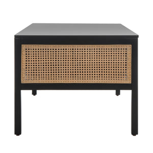 Safavieh Miya Coffee Table - Minimalist Rattan & Wood Design With Practical Storage For Stylish Living Spaces Black / Natural COF5002B