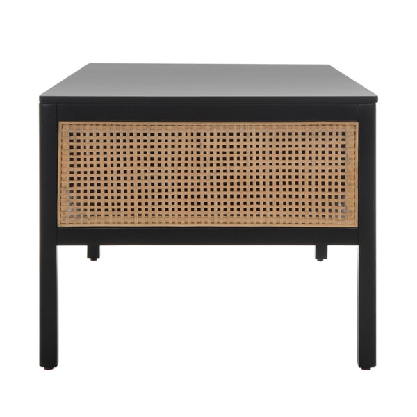 Safavieh Miya Coffee Table - Minimalist Rattan & Wood Design With Practical Storage For Stylish Living Spaces Black / Natural COF5002B