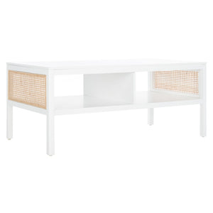 Safavieh Miya Coffee Table - Minimalist Rattan & Wood Design With Practical Storage For Stylish Living Spaces White / Natural COF5002C