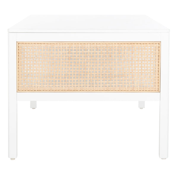 Safavieh Miya Coffee Table - Minimalist Rattan & Wood Design With Practical Storage For Stylish Living Spaces White / Natural COF5002C