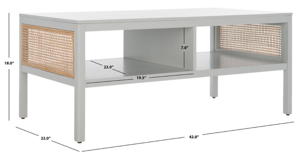 Safavieh Miya Coffee Table - Minimalist Rattan & Wood Design With Practical Storage For Stylish Living Spaces Grey / Natural COF5002D