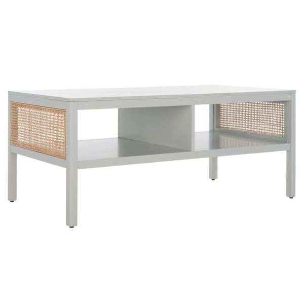 Safavieh Miya Coffee Table - Minimalist Rattan & Wood Design With Practical Storage For Stylish Living Spaces Grey / Natural COF5002D