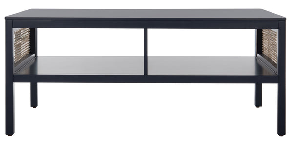 Safavieh Miya Coffee Table - Minimalist Rattan & Wood Design With Practical Storage For Stylish Living Spaces Navy / Natural COF5002E