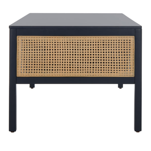 Safavieh Miya Coffee Table - Minimalist Rattan & Wood Design With Practical Storage For Stylish Living Spaces Navy / Natural COF5002E