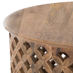 Safavieh Kaydix Round Coffee Table With Moroccan-Inspired Design For Contemporary Coastal Chic Living Spaces Burnt Natural COF5300B