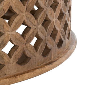 Safavieh Kaydix Round Coffee Table With Moroccan-Inspired Design For Contemporary Coastal Chic Living Spaces Burnt Natural COF5300B
